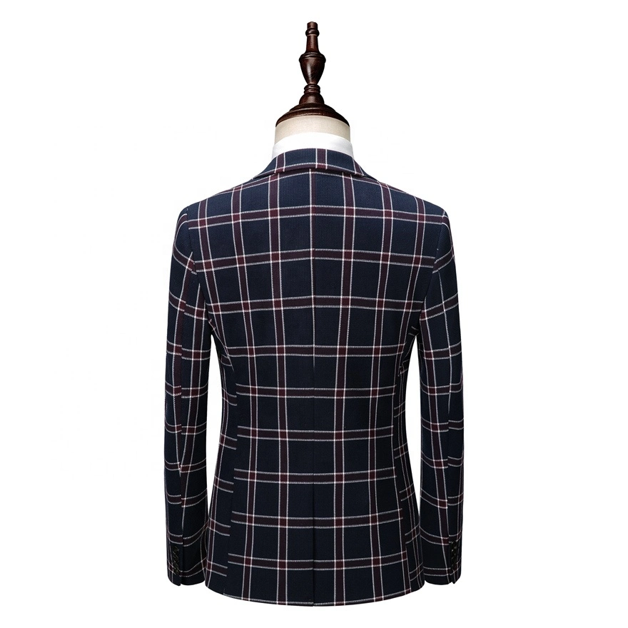 Original Factory Wholesale/Supplier Men's Plaid Formal Coats 3-Piece Set Men Suits