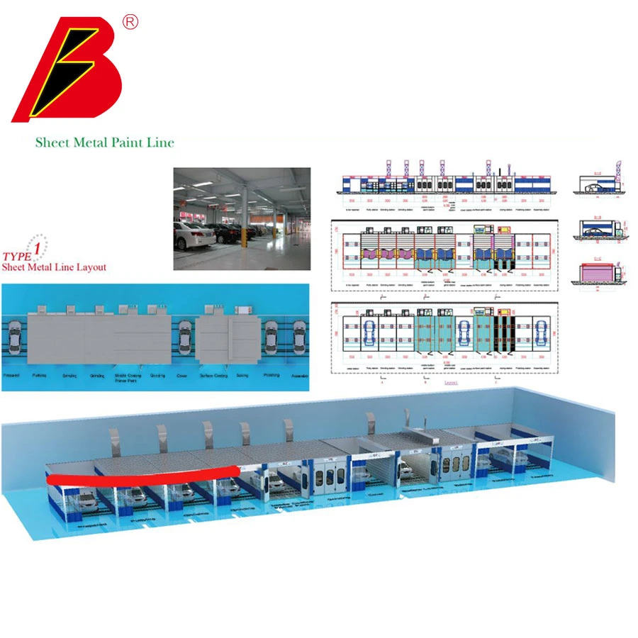 Paint Line Auto Metal Work Production Line High Efficiency Spray Booth 4s Shop Choice