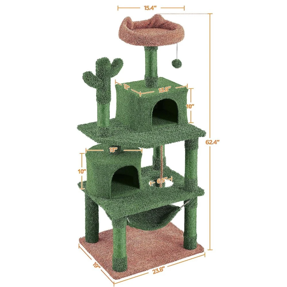 62in Cactus Cat Tree King Activity Center Large Cat Condo