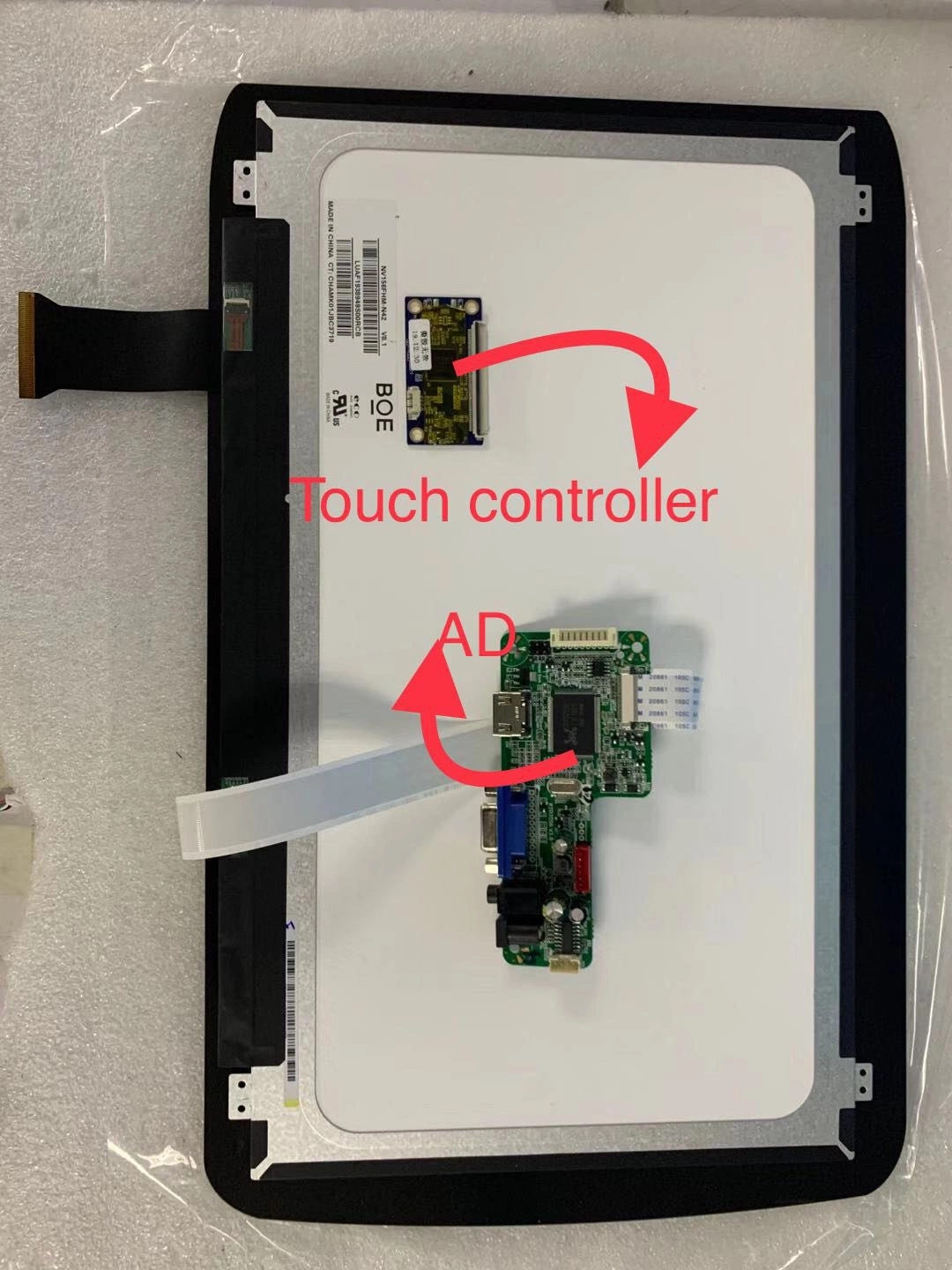 SKD CKD CBU 24 بوصة إطار مفتوح IPS TFT LCD مستشعر لوحة اللمس الحساسة للوصلة البصرية للشاشة عالية الدقة LED شاشة مع زجاج مقسّى مضاد للخدش