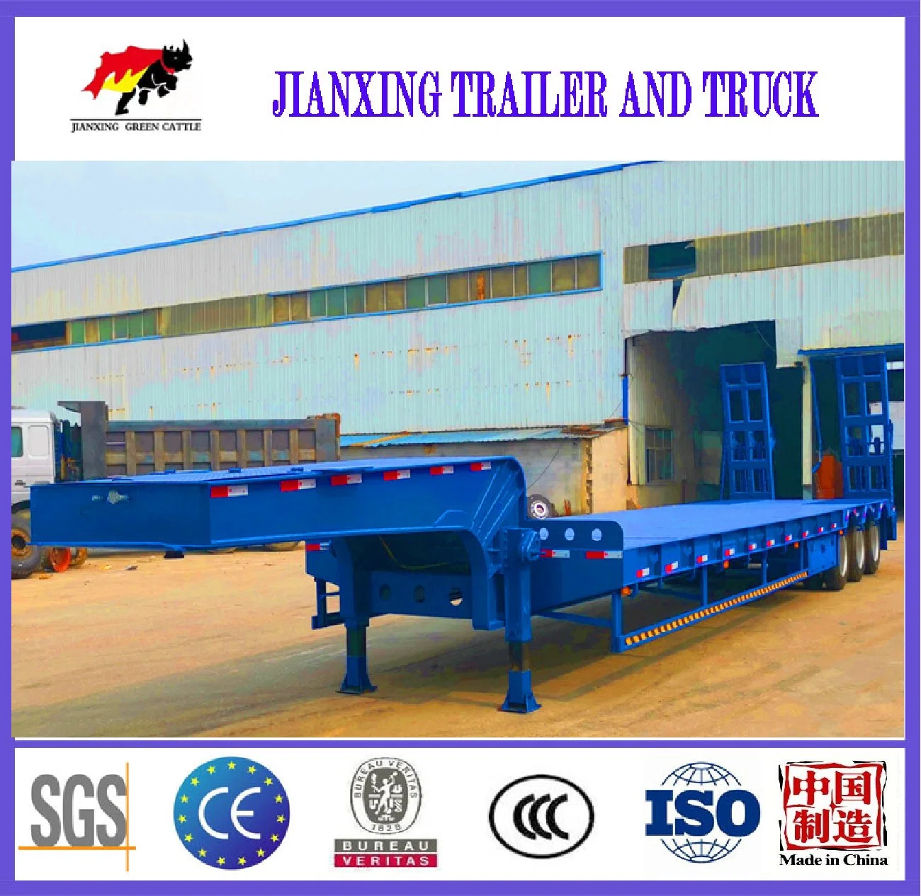 Best Selling 3 Axle 40FT Excavator Transportation Use Low Bed Lowboysemi Trailer