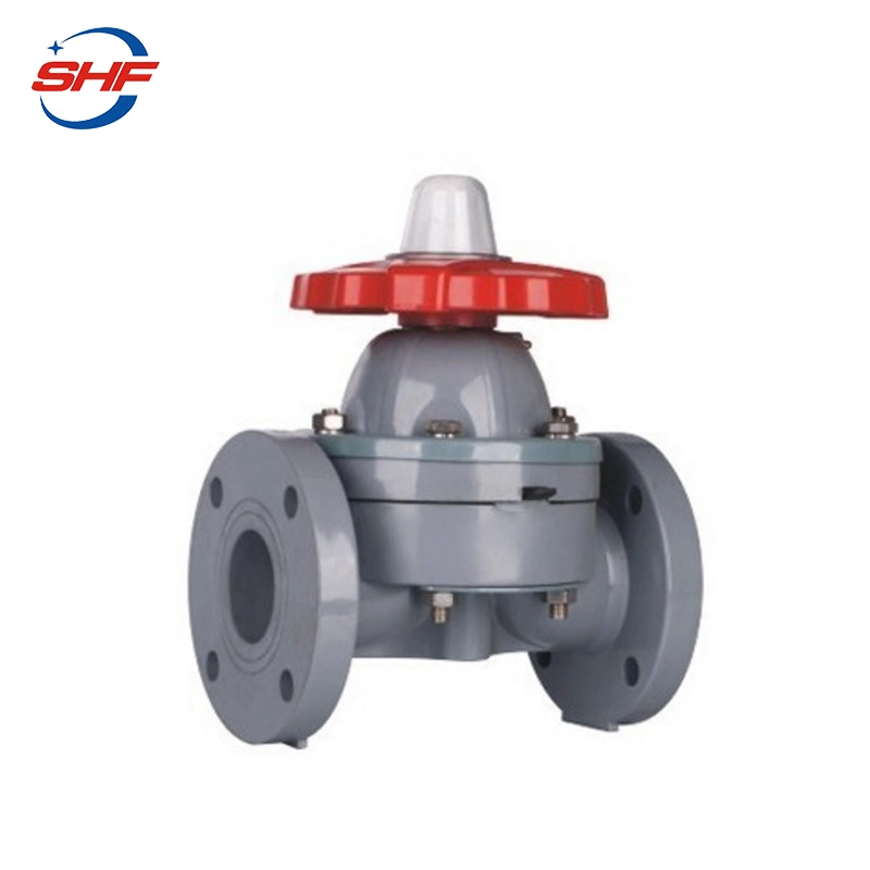 PP Pph PVC Plastic Sanitary Manual Diaphragm Valve with Flange for Chemical Industry