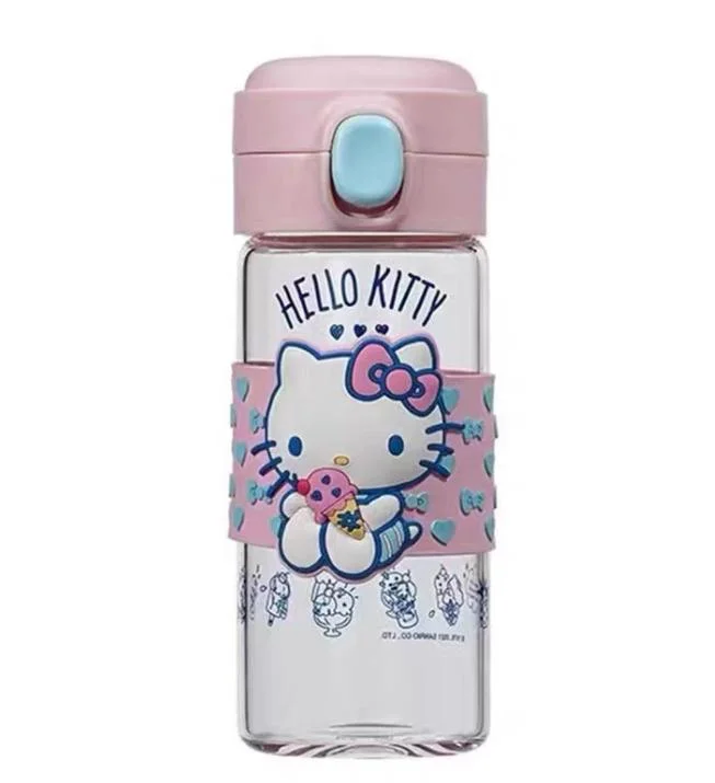 Ruunjoy Sanrio Kawaii Kuromi Mymelody Japanese Glass Milk Cup Microwaveable Cartoon Print Cereal Yogurt Breakfast Cup