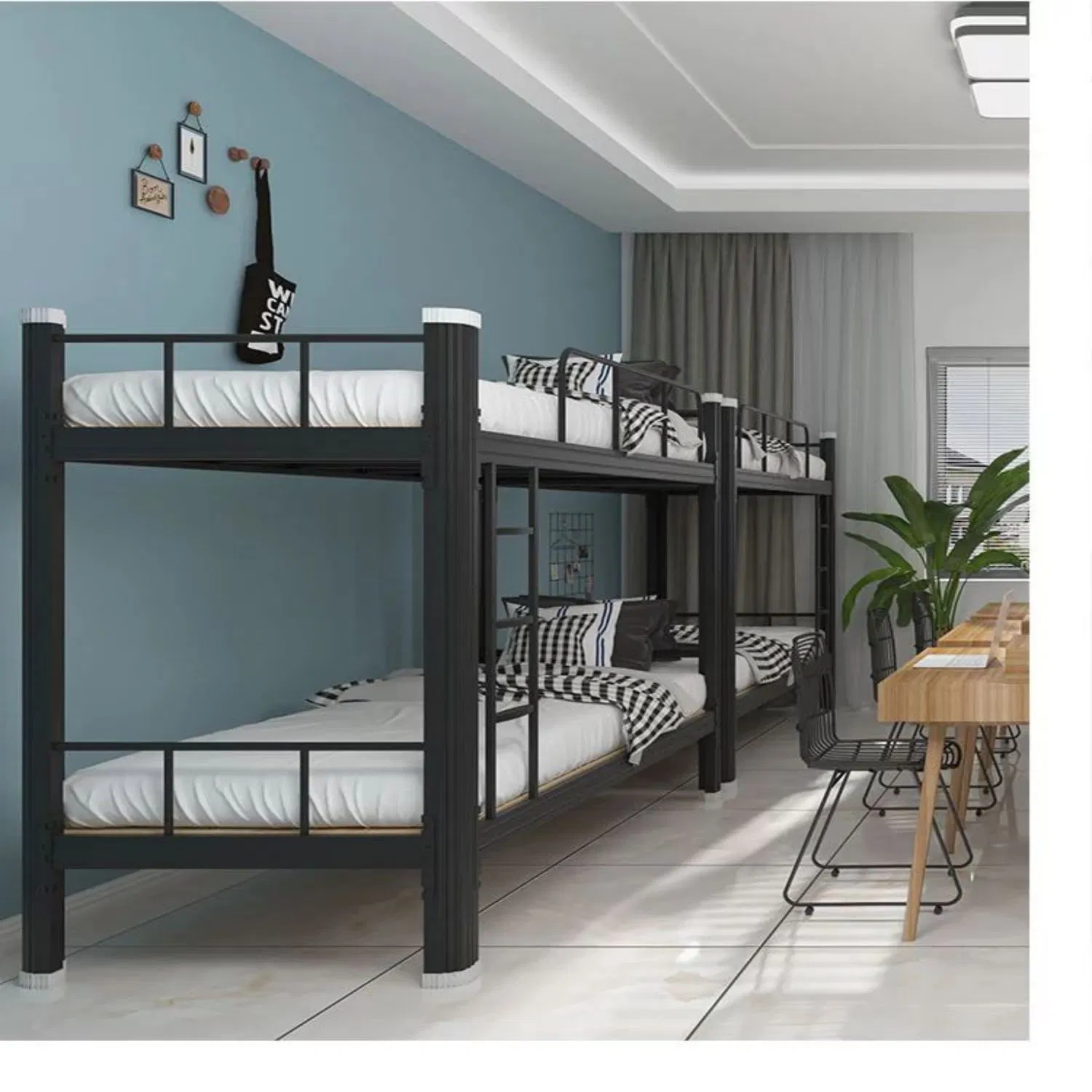 Moderno marco de metal doble cama muebles litera