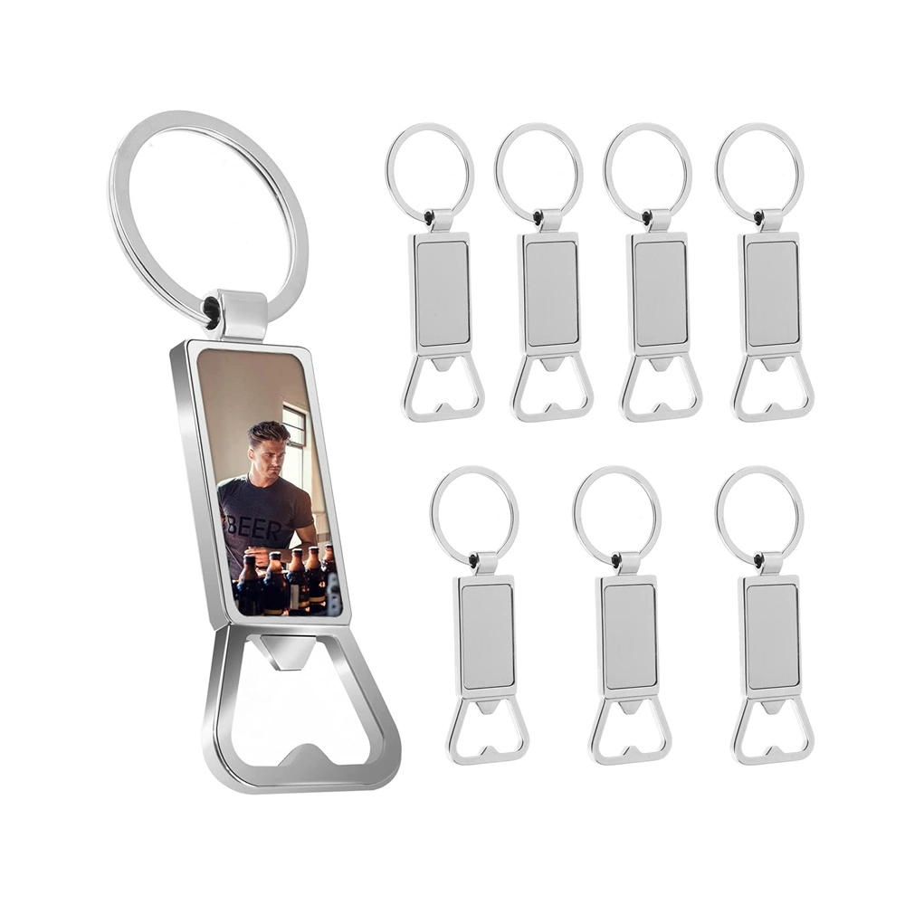 Custom Valentine Day Graduation Gift Printing Photo Aluminum Heat Transfer Key Ring Sublimation Blank Metal Bottle Opener Keychain