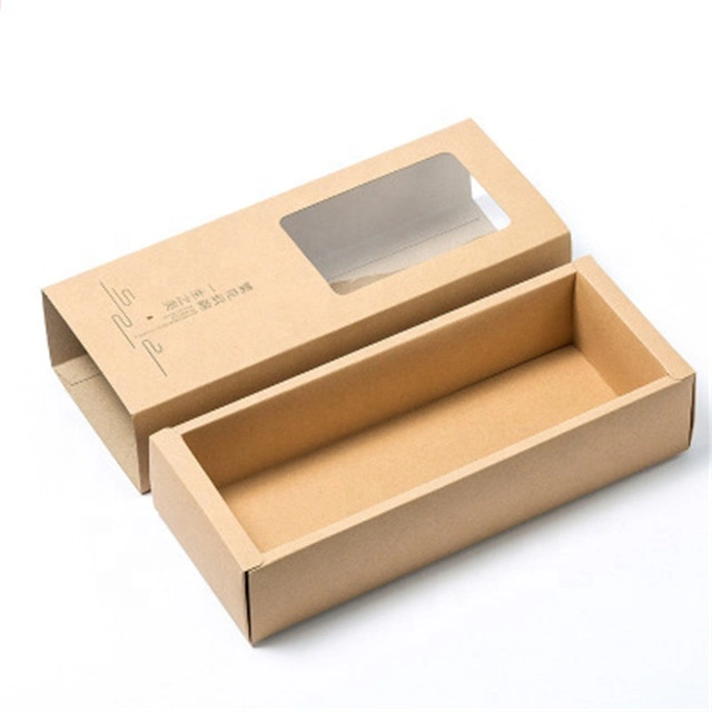 Wholesale/Supplier Custom Outer Cmyk Printing 350GSM Kraft Paper Gift Tea Paper Packing Drawer Box with PVC Window