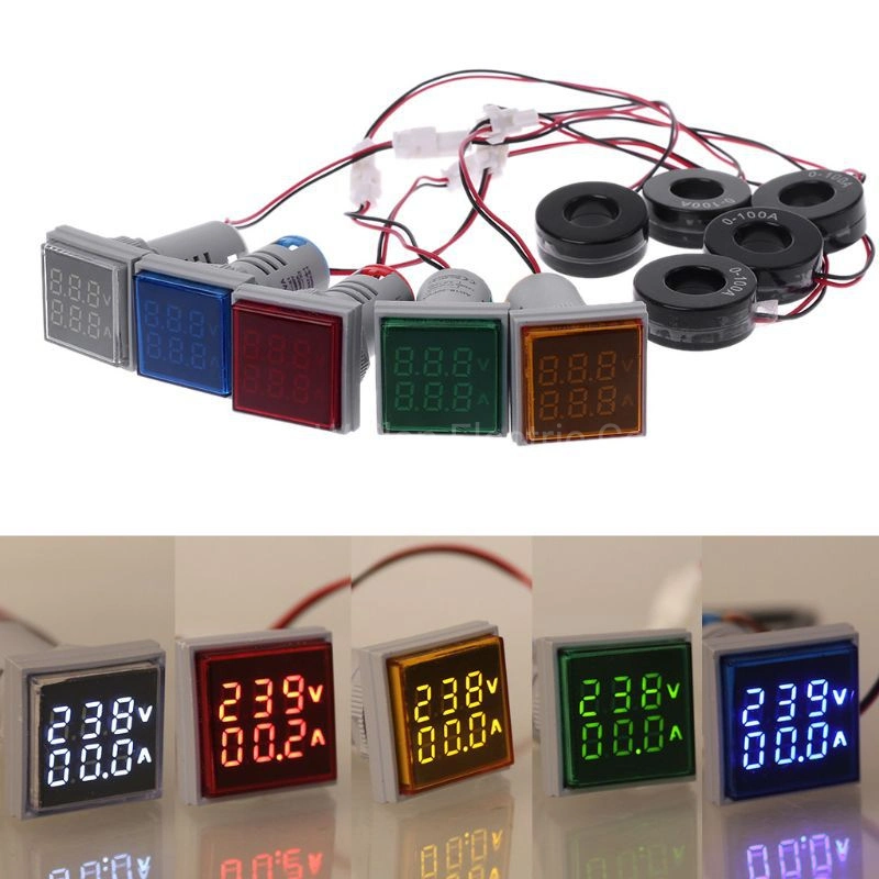 White Green Red Yellow Blue Square LED Indicator Digital Voltmeter Ammeter