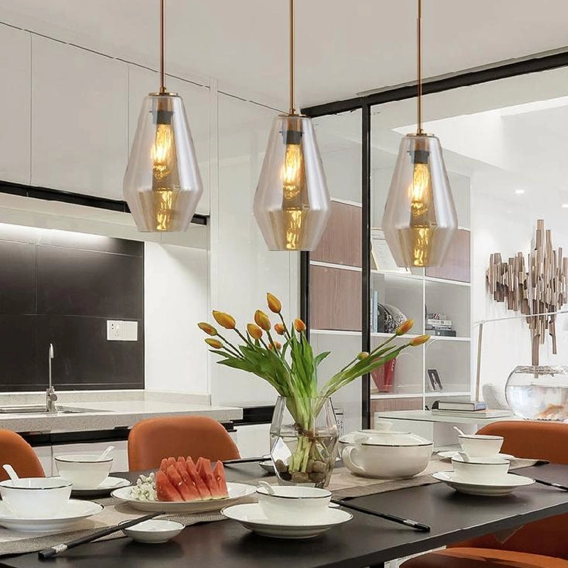 غرفة الطعام الحية مطبخ غرفة نوم ثريا زجاجية تصميم معلق ضوء مصباح بندول LED E27