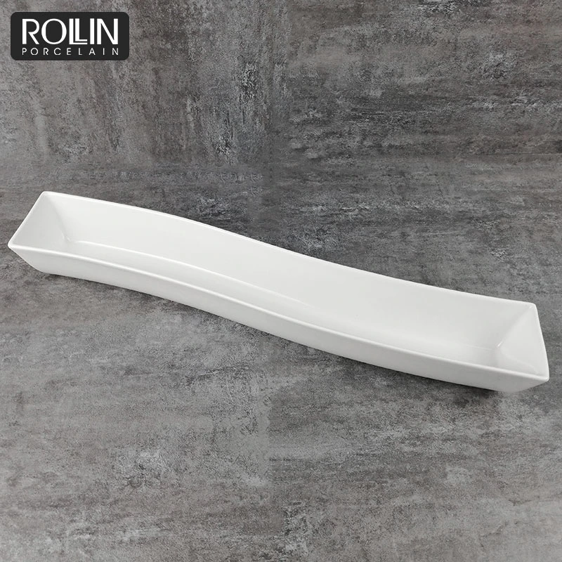 Unique Style Wedding Use White Porcelain Long Rectangular Plate