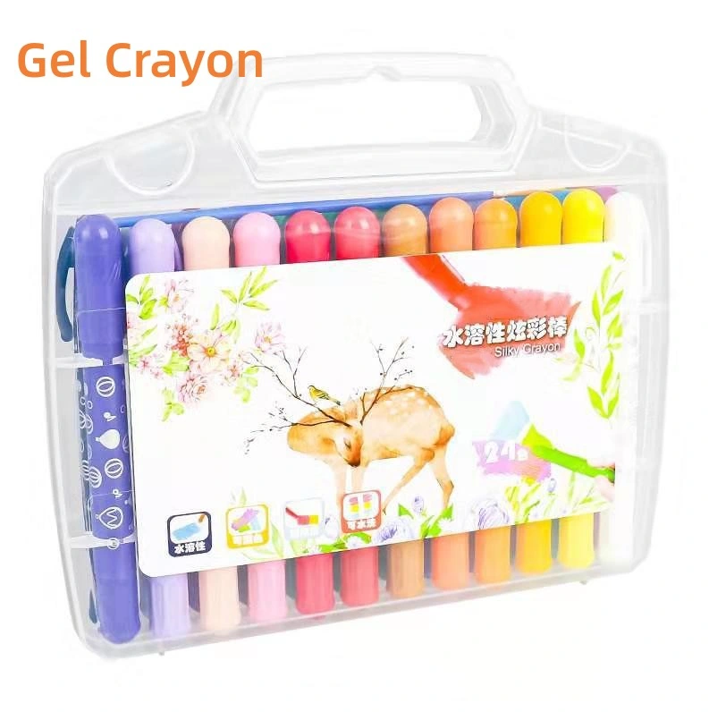 Gel de 24 colores lápices de colores para niños pequeños, Non-Toxic Twistable lápices de colores para los Niños Los niños la coloración, Crayon-Pastel-efecto Acuarela (Caja de plástico)