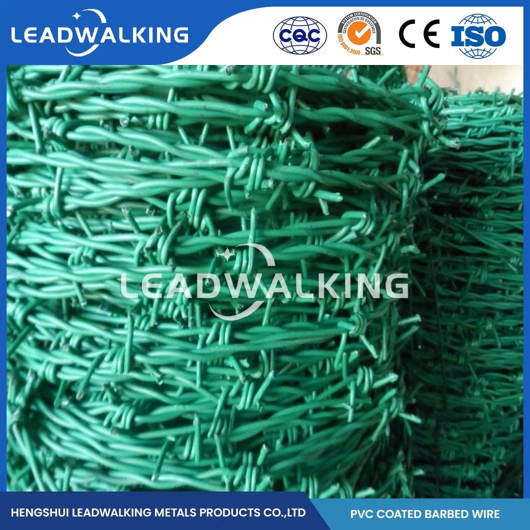 Leadwalking Alambrada recubierto de PVC fabricantes OEM Custom High-Tensile Galvanizado Alambre de Púas China 3mm revestimiento de plástico el alambre de púas