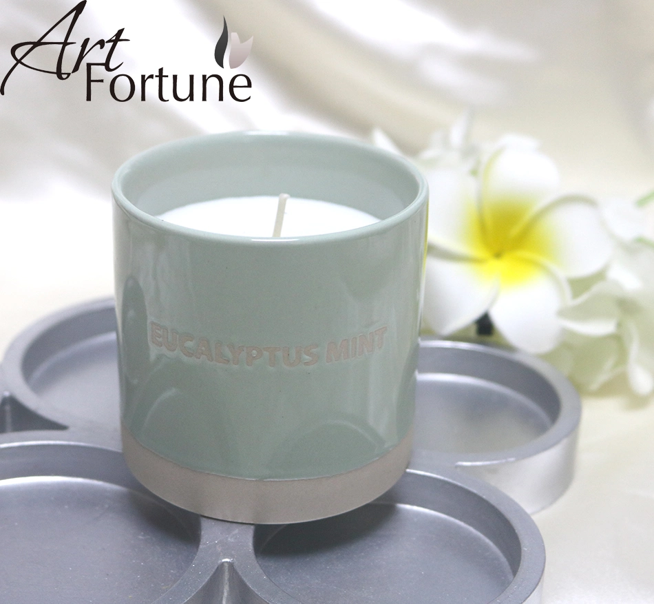 Dekorative Personalisierte Benutzerdefinierte Grüne Keramik Duftkerzen, Beliebt Duftkerzen Custom Luxury Ceramic Cup Duftkerzen