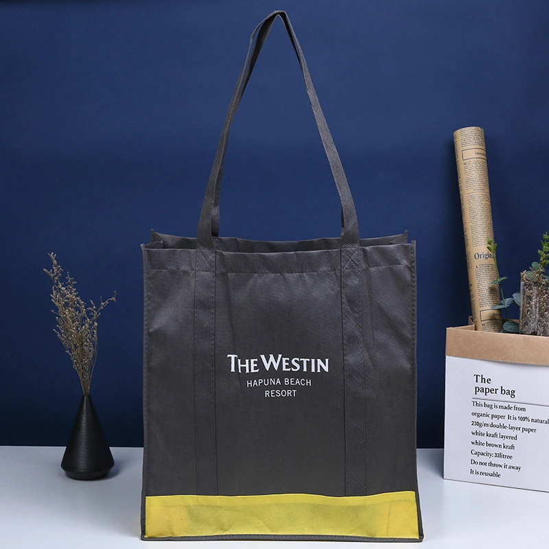 Eco Custom Logo Printed Reusable Extra-Wide Non Woven Fabric Carry Tote Bag Grocery Shopping Bags