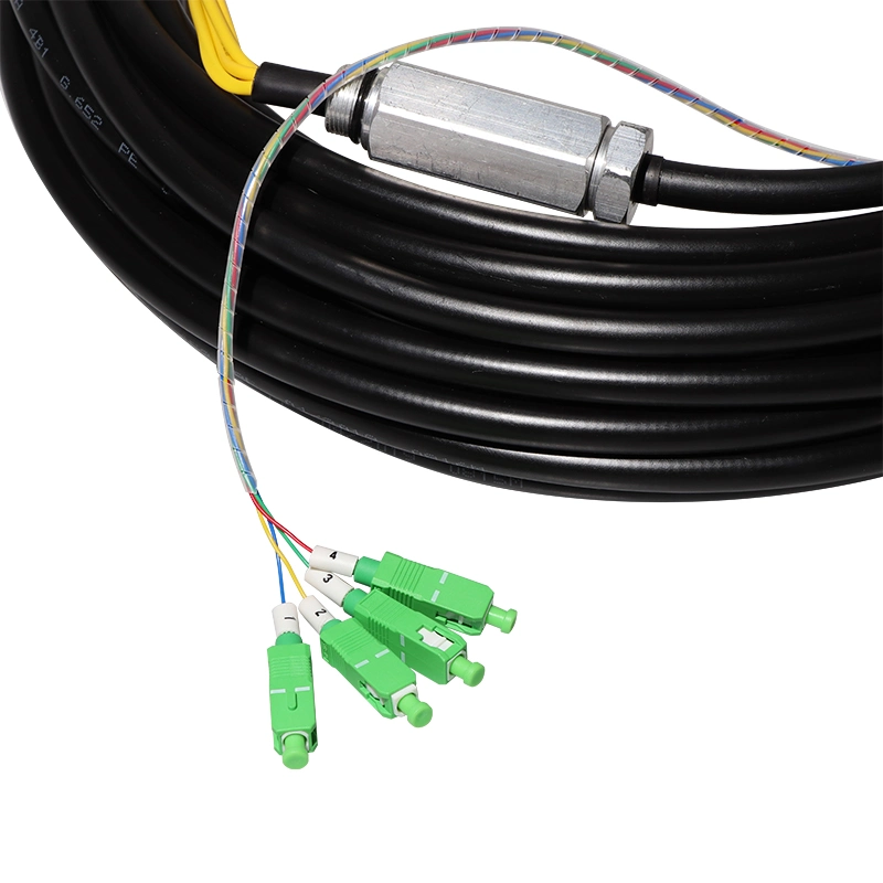 Outdoor Sc FC LC Waterproof Fiber Optic Pigtail 2 4 12 24 Core Sm G652D Fiber Patch Cable