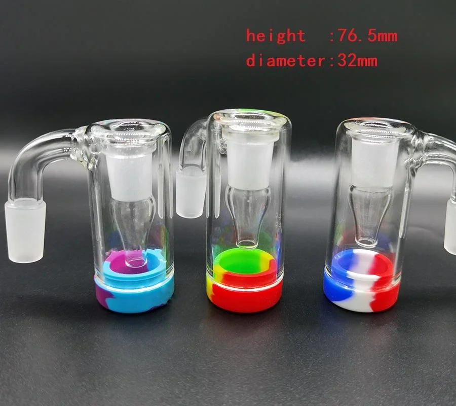 14mm Glass Ash Catcher Hookah Accessories with 10ml Colorful Silicone Container Reclaimer Male Female Ashcatcher for Pipe DAB Rig Quartz Banger in Stock