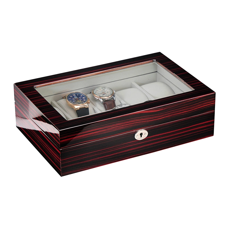 New Luxury 10 Slot Wooden Watch Case with Window and Key