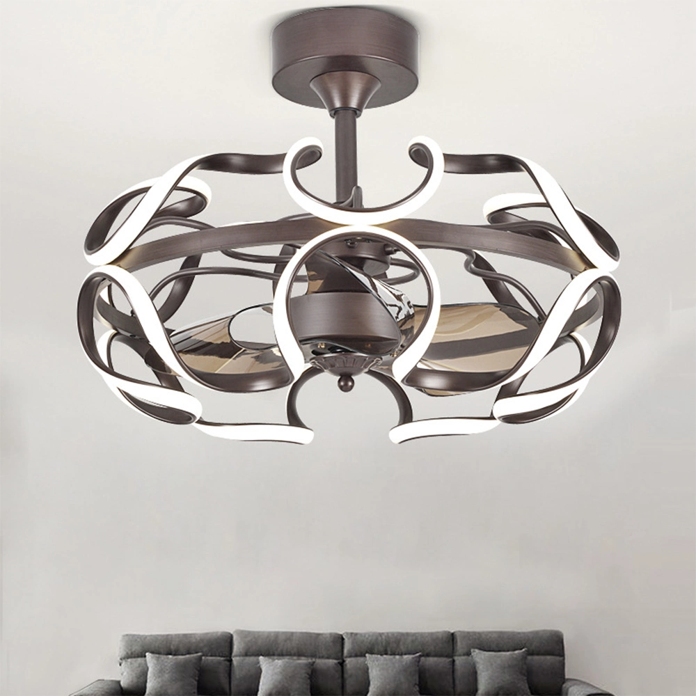 Nordic Invisible Fan Lights Frequency Conversion Chandelier with Remote Control Retractable Ceiling Fan ((WH-VLL-06)