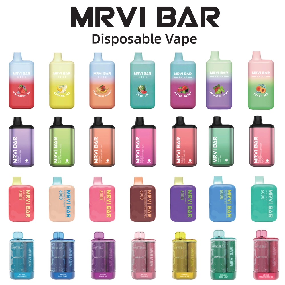 2023 melhor Vapes Mrvi Bar 8000 6500 6000 5000 puffs Caneta de vaporizador recarregável cigarros e descartáveis