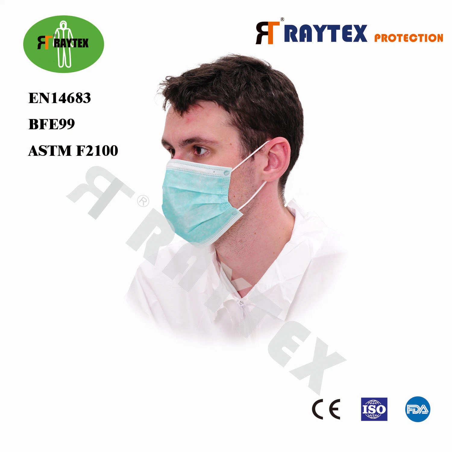 Blue and White Earloop Disposbale PP Nonwoven Anti Virus Face Mask Type II R