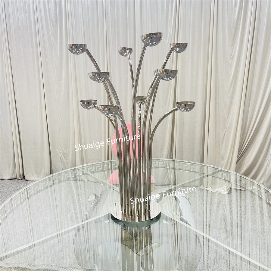 Modern Design Stainless Steel Candlestick Candle Holder Wedding Decoration
