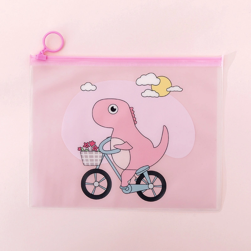Cute Magic Dinosaur Transparent Ring File Bag Stationery Storage Bag