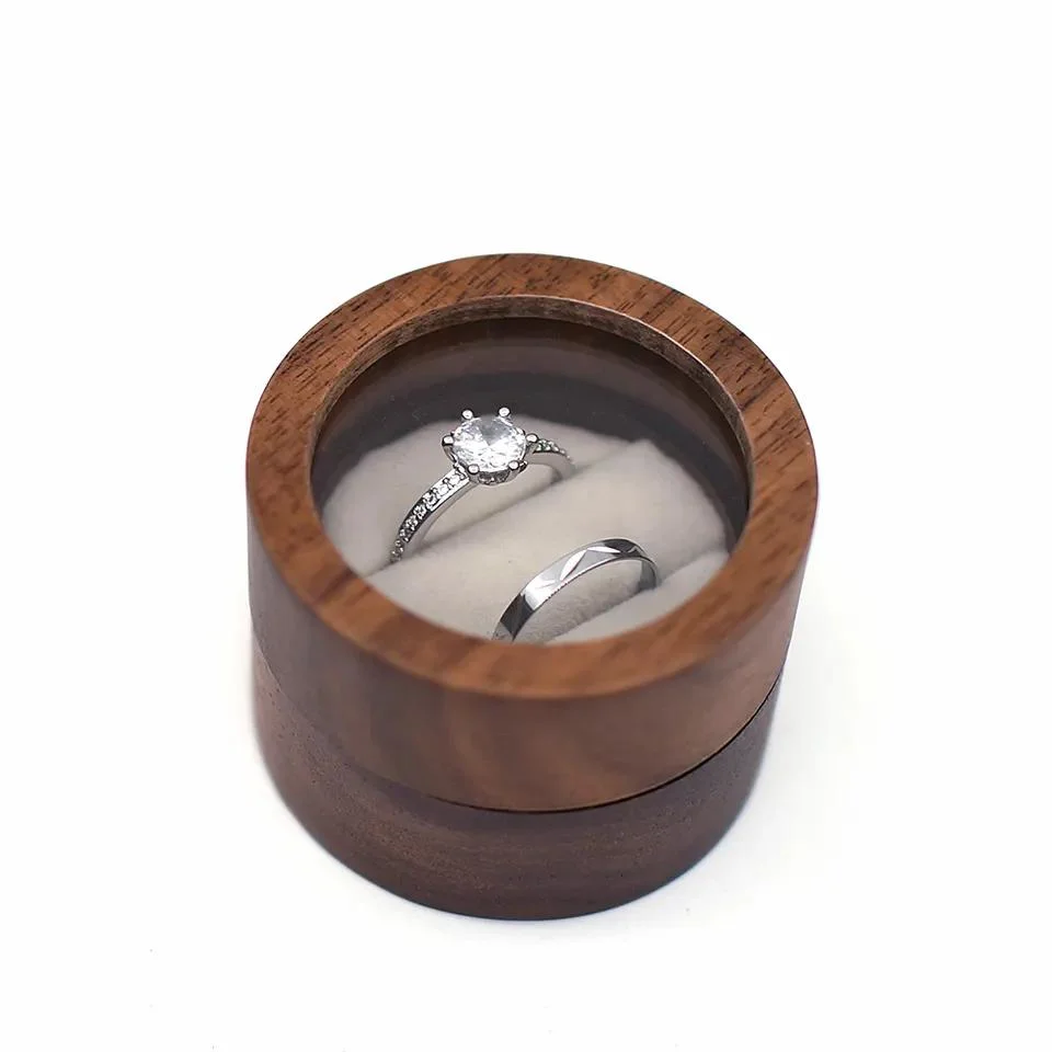 Poya Glossy Koa Wooden Engagement Ring Box for Jewelry Gift Package