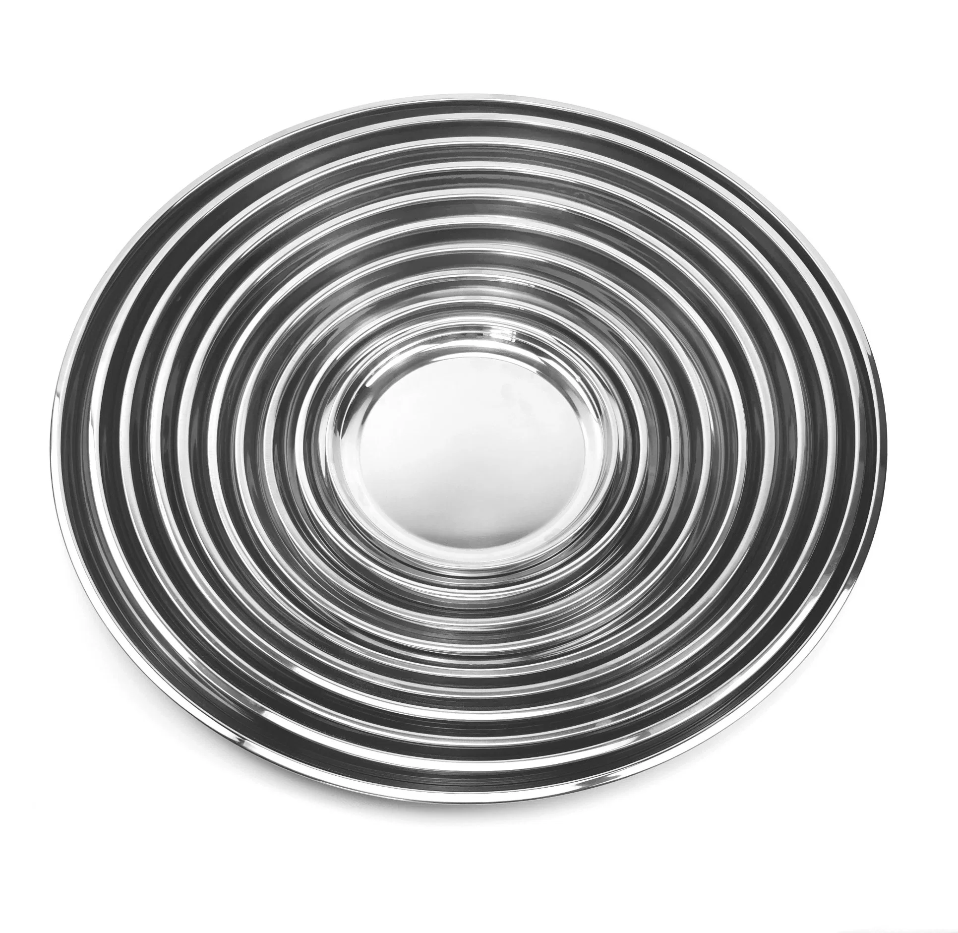 Multi Sizes 50cm, 55cm, 60cm Stainless Steel Serving Round Tray