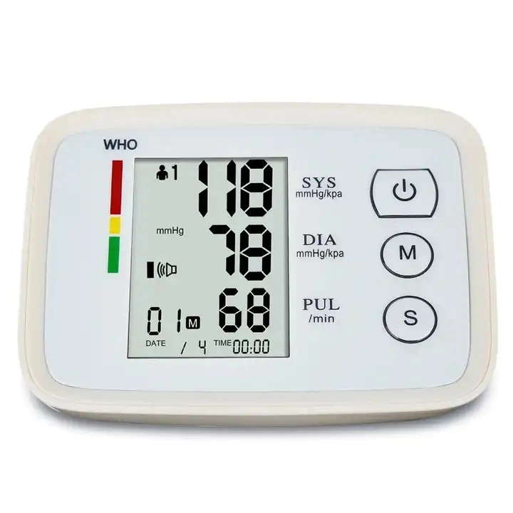 CE ISO Medical Home Care Esfigmomanómetro braço pressão sanguínea electrónica Monitor com visor digital LCD e transmissão de voz