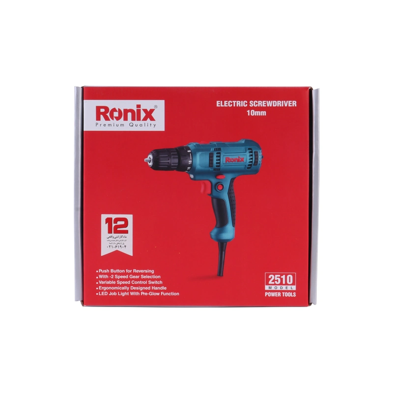 Ronix 2510 Rubber Covered Handle Provide Comfortable Grip Variable Speed Screwdriver 10mm Keyless Chuck Electric Screwdriver