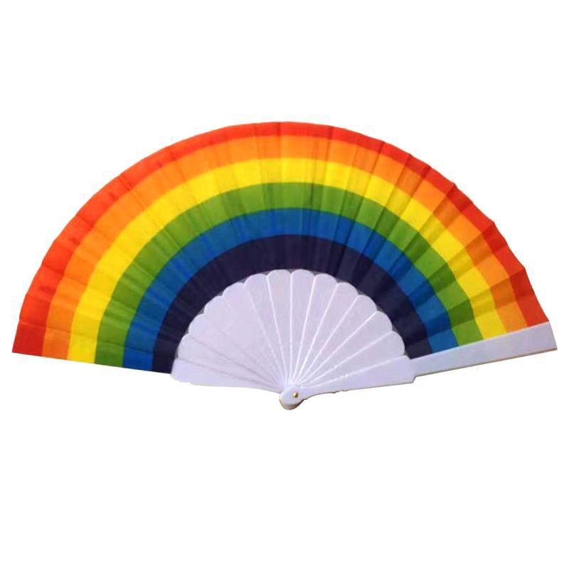 Home Decor Fan Rainbow Hand Held Folding Fan Dance for Gay Pride Parties Decoration Fan Art Craft Decor