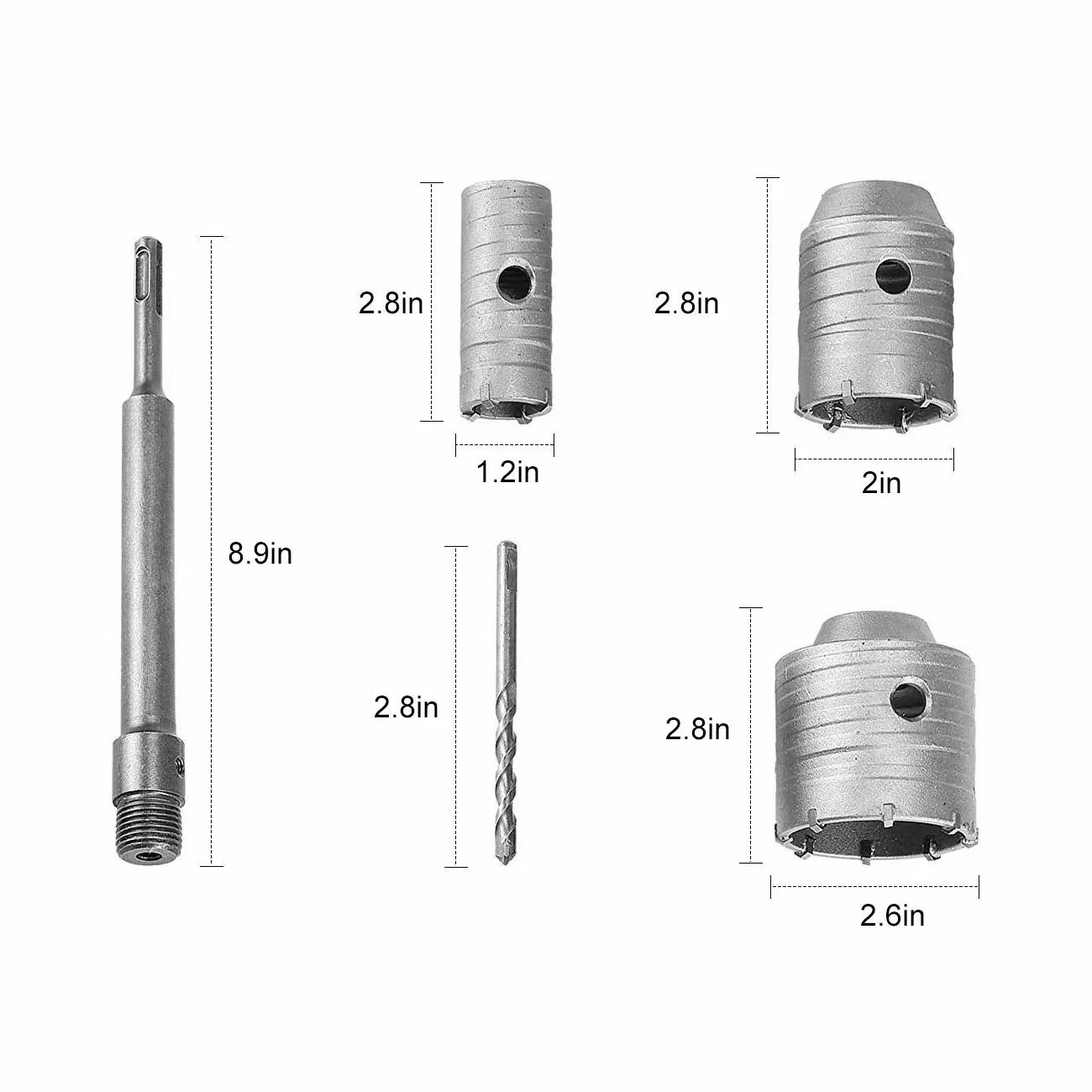 65mm 50mm 30mm SDS Plus Schaftbohrlochsäge aus Hartmetall Cutter Beton Zement Stein Wand Bohrer Kit