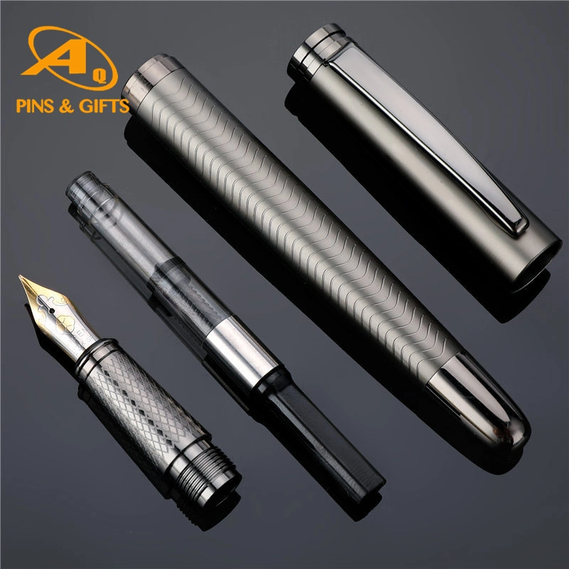 Metal Black Roller Ink Piolot Signature Rosewood Gift Box with Roller and Ballpoint Steel Stationery Double Ink Luxury Fountain Pen