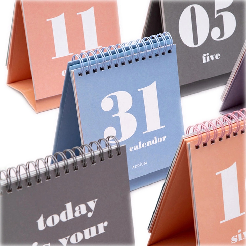Encuadernación en espiral Desk-Top Nuevo calendario de papel de impresión personalizada