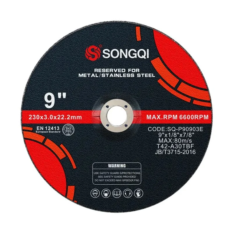 Ferramentas abrasivas de disco de corte metálico de 9" Songqi T42 230 * 3 * 22,23 mm