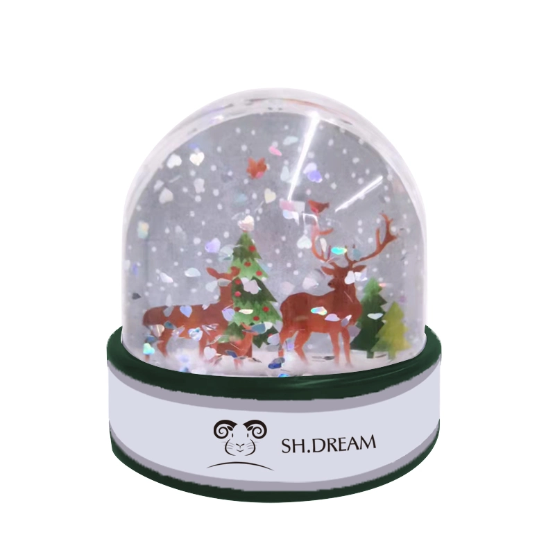 Sublimation Round Silicone Base Glitter Snow Globe Photo Frame