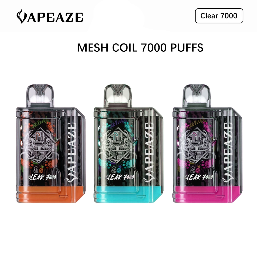 Lápiz de Vape desechables claro 7000 inhalaciones E-Liquid 650mAh recargable de alta calidad de pluma de Vape Puff E cigarrillo Vape vaporizador Atomizer Vaping suave