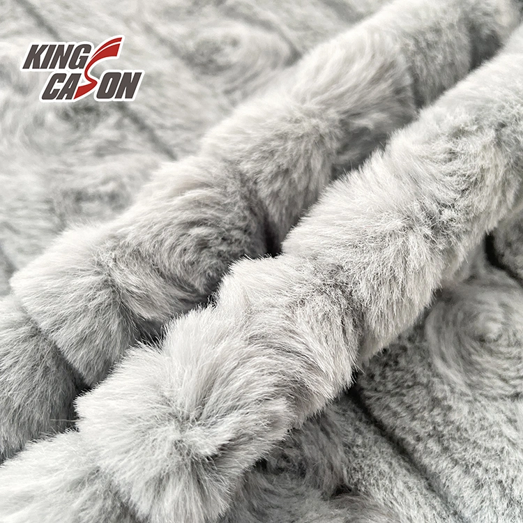 Kingcason Hot Sale White Stripe Fuzzy Flauschig Kunstpelz Stoff Für Kleidung