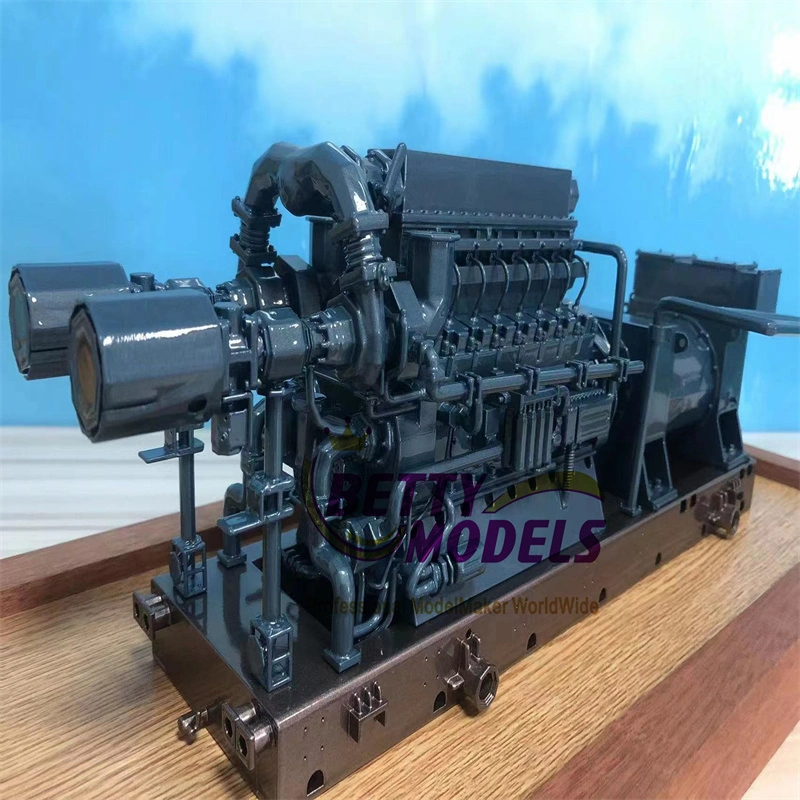 Engine Machine Scale Model Physical Colour Industry Model Making with Wooden Base