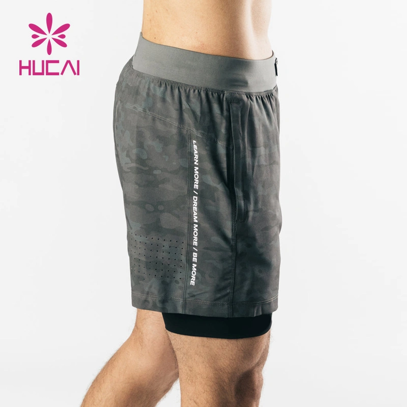 Custom Private Label Men Breathable Gym Wear 2-in-1 Running Shorts