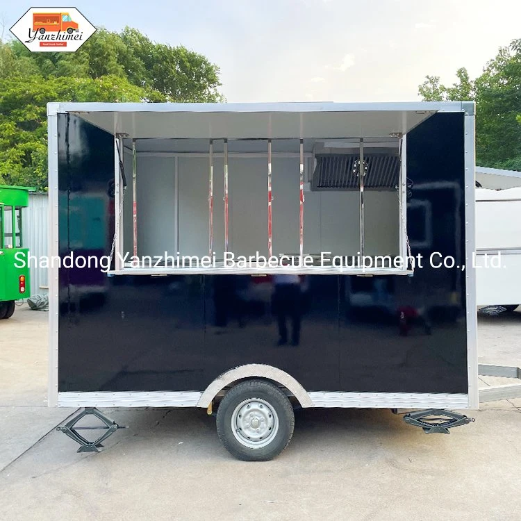 Wooden Custom Fast Food Truck Trailer Mobile Kitchen with Square Shape