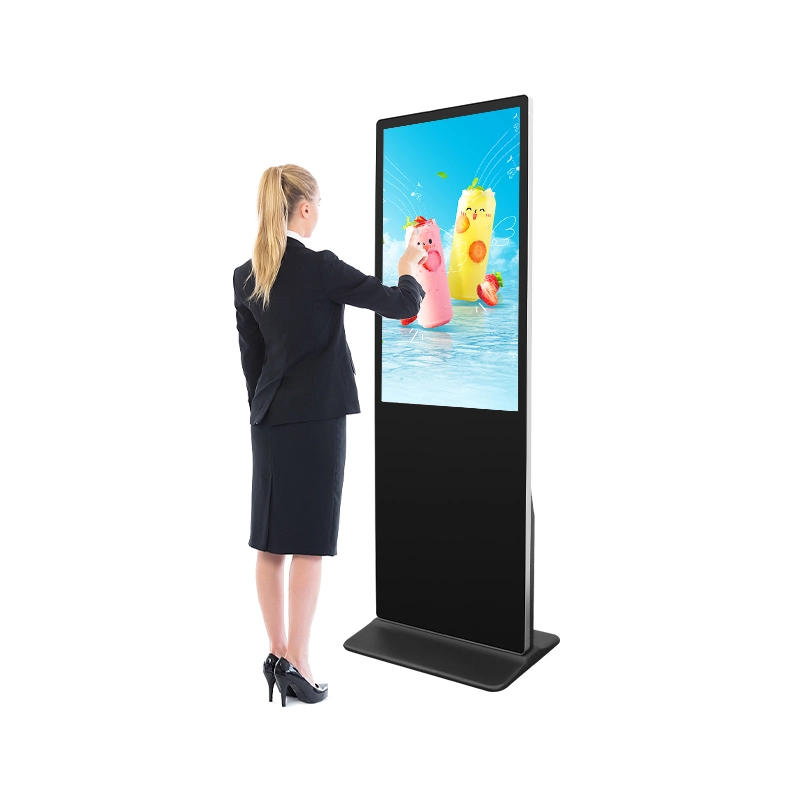 Pantalla táctil LCD para interiores Publicidad señalización digital Soporte de suelo táctil Mostrar pantalla de publicidad de tótem