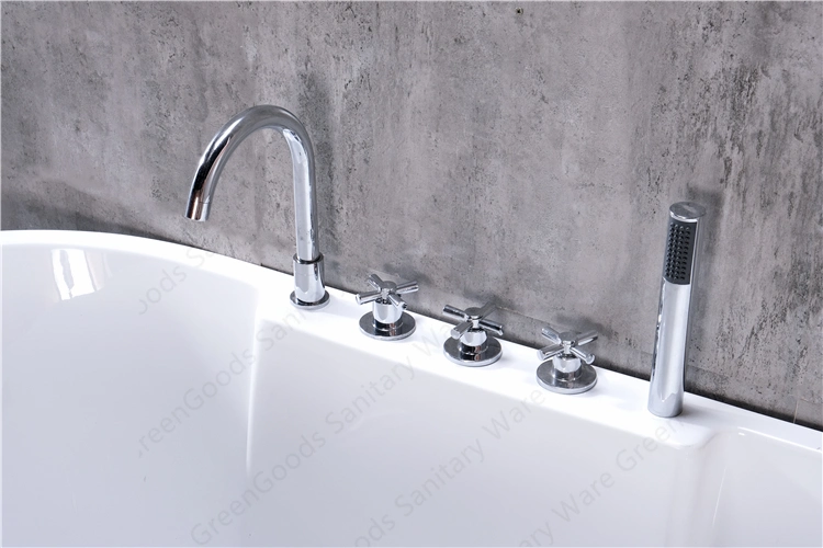 1600mm Center Drain Acrylic Simple Freestanding Oval Bathtub