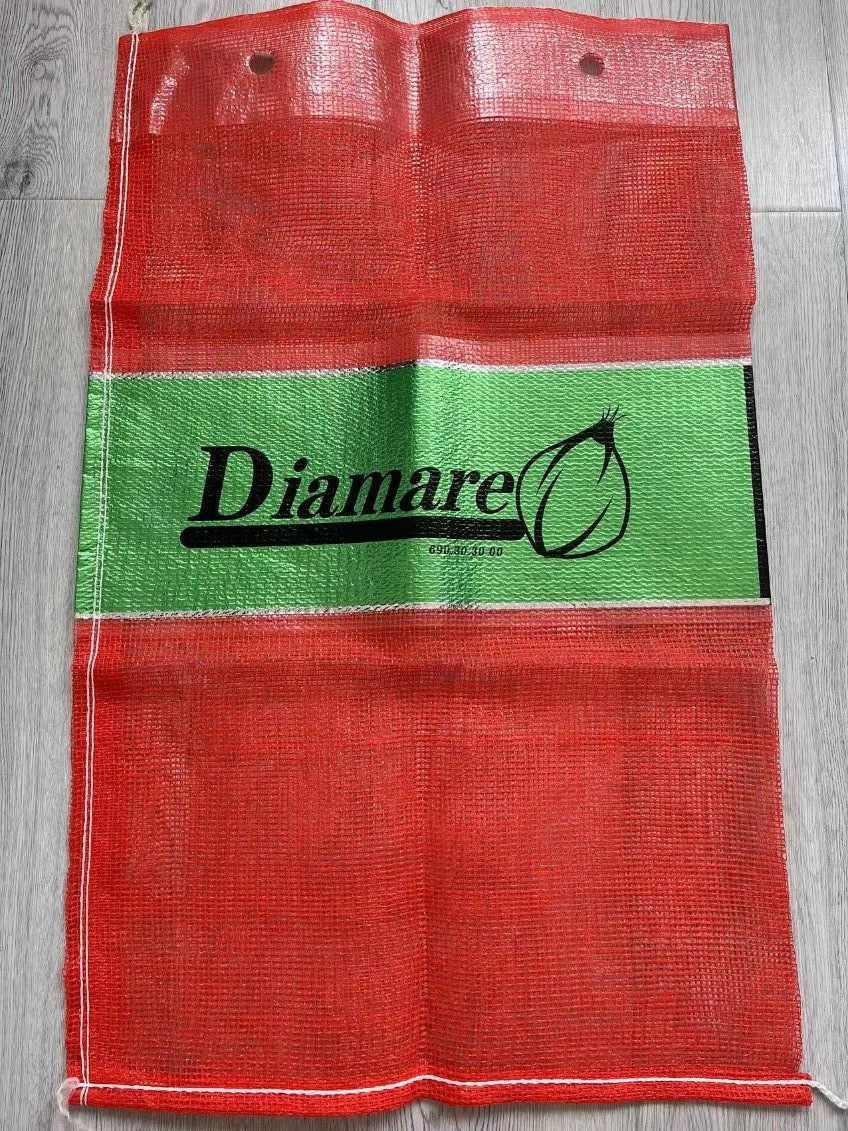 China Wholesale/Supplier Durable Eco Friendly 50lb 50kg Leno Fruit Vegetable Plastic Packaging Drawstring Bean Onion Potato PP Mesh Net Bag Can Be Reused