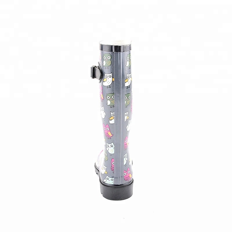 Hotsale Personalized Matt Finish Shine Fancy Pattern Printing Rubber Thigh High Heel Ladies Wellies Rain Boots Online