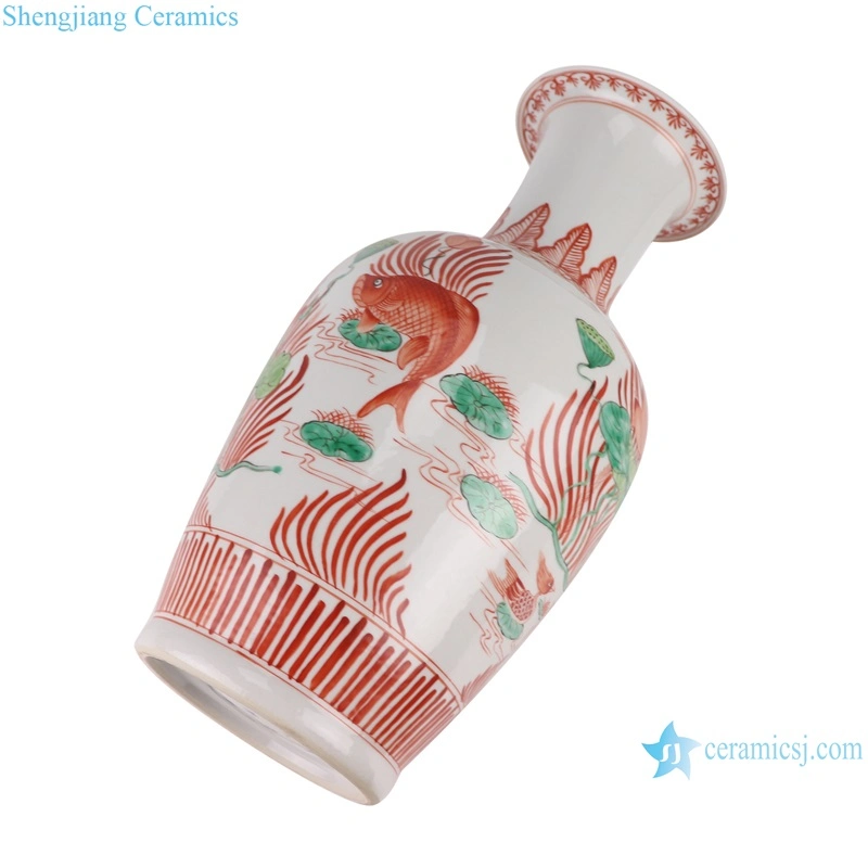 Red and Green Multicolored Fish Algal Pattern Flask