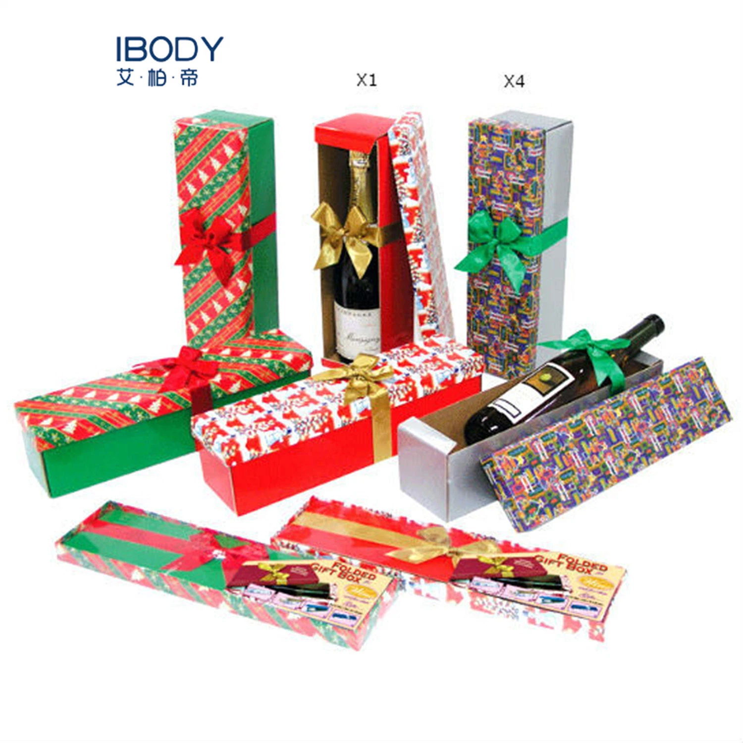 Premium Quality Custom Printing Decorative Paper Christmas Wine Bottle Gift Bag