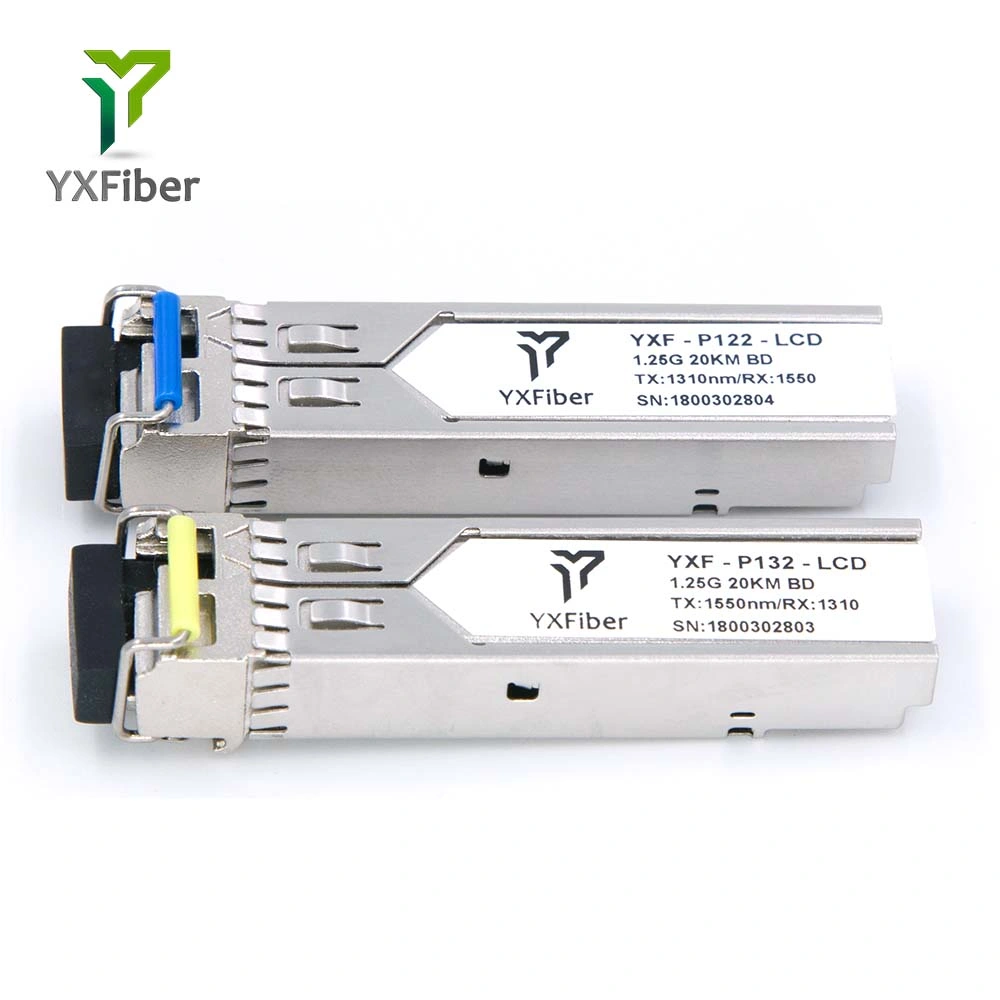 1.25g 20km LC SMF Compatible1550nm Gigabit Ethernet Bidi Fiber 1310nm SFP Optical