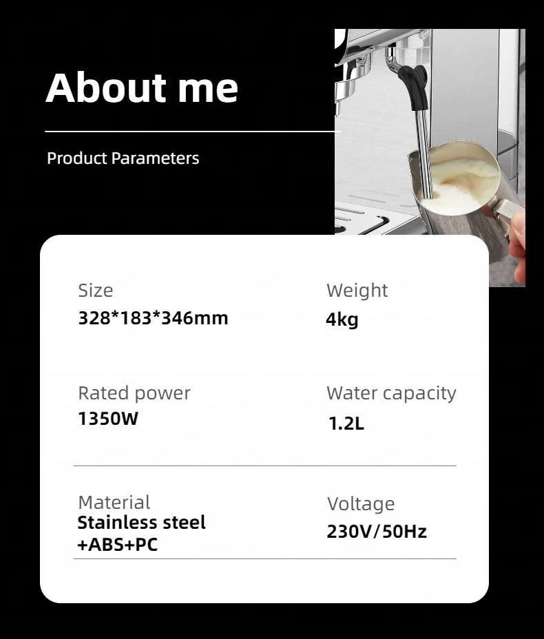 1350W 230V 60Hz 19bar Drucksystem Espressomaschine