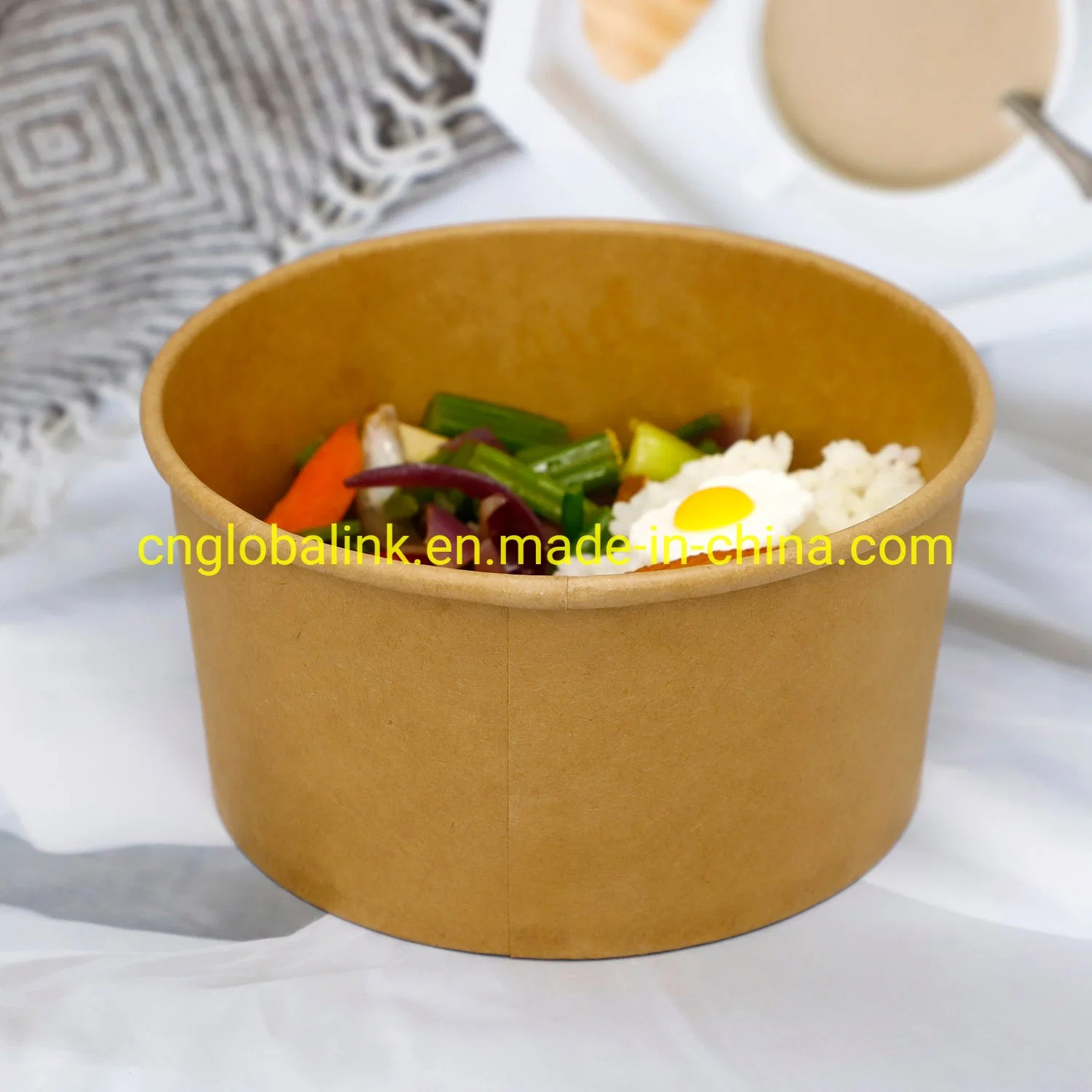 Umweltfreundliche Kraftpapier Lebensmittelverpackung Container Suppenbehälter Salat 32 Oz Soulp-Schalen