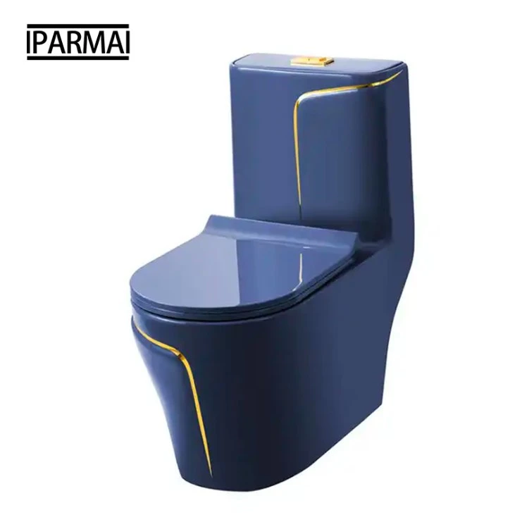 Bathroom Floor Mounted S Strap Wc Royal Style Custom Decorative Grey and Gold 1 PC Toilet